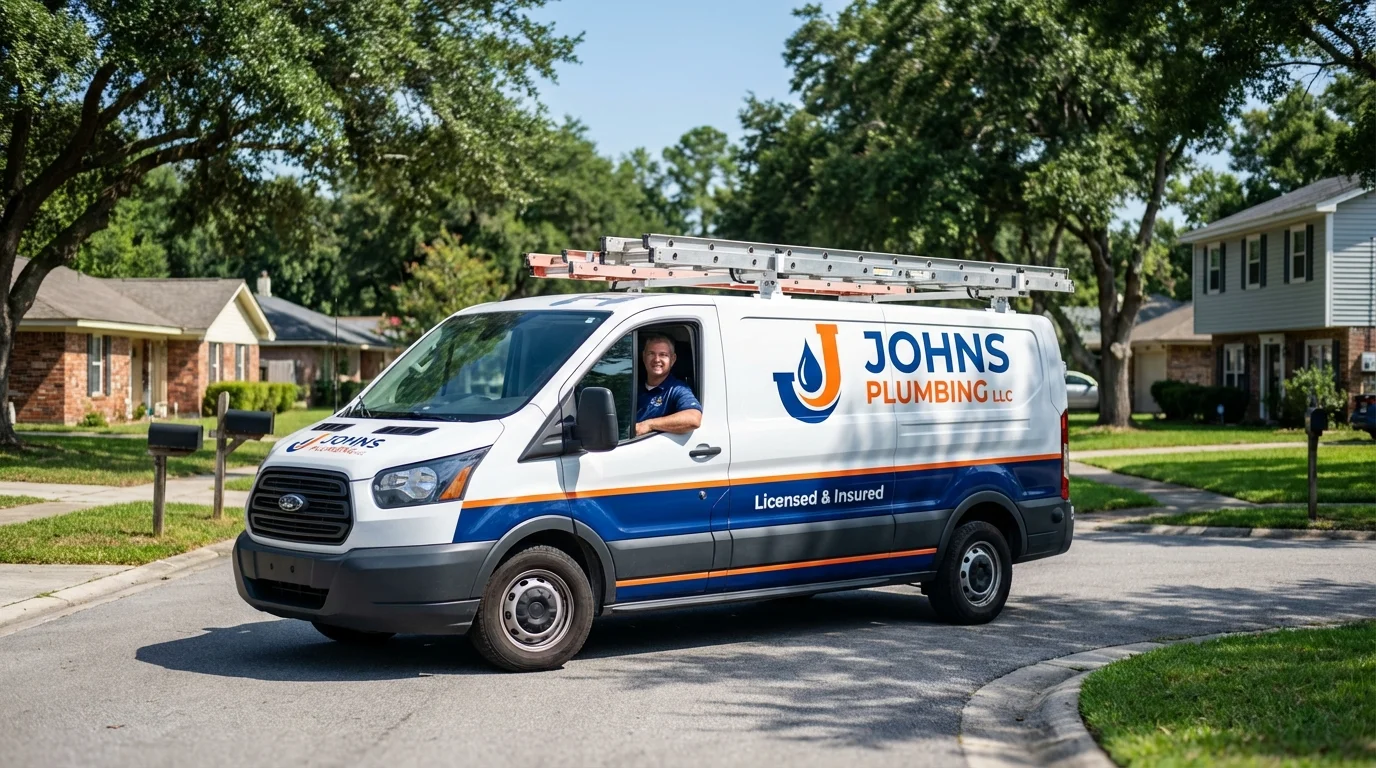 Johns Plumbing LLC service van in Garden City, TX