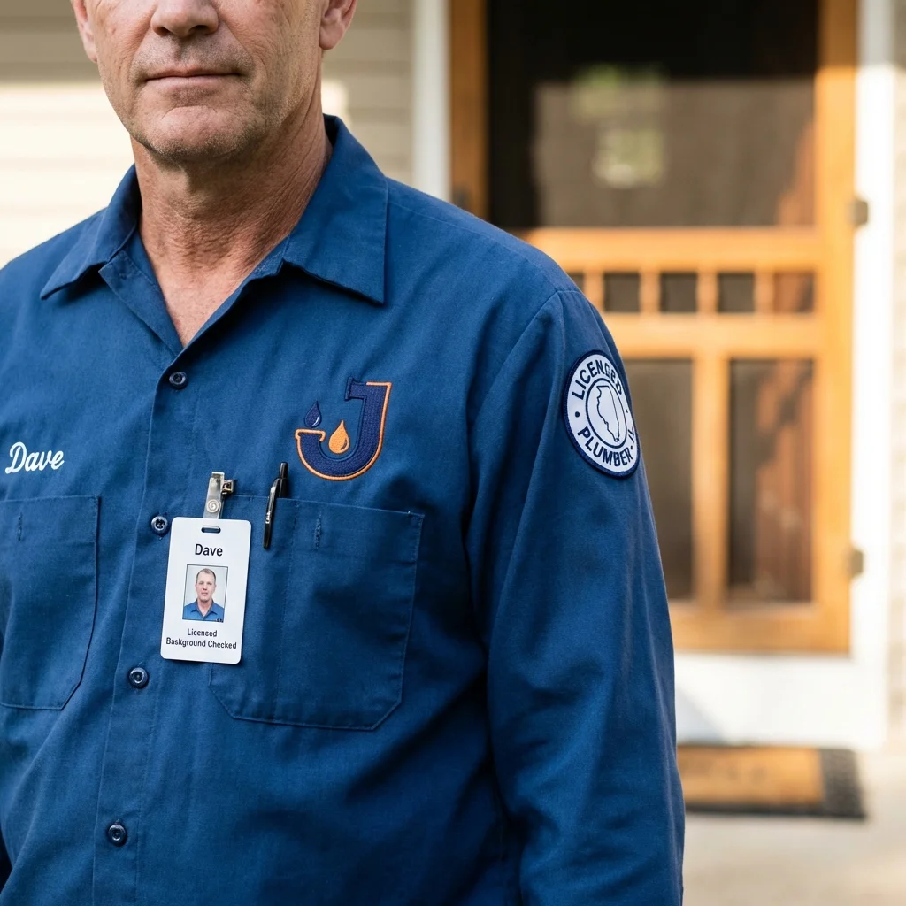 Licensed plumber showing ID badge in Garden City, TX